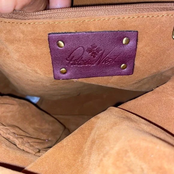 Patricia Nash Brown Leather Shoulder Bag with Woven Design